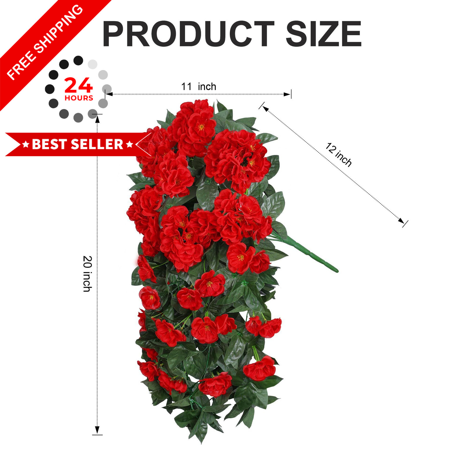 Ivydale Fake Geraniums 12 inches (D) x 4 (W) x 4 (H), Red