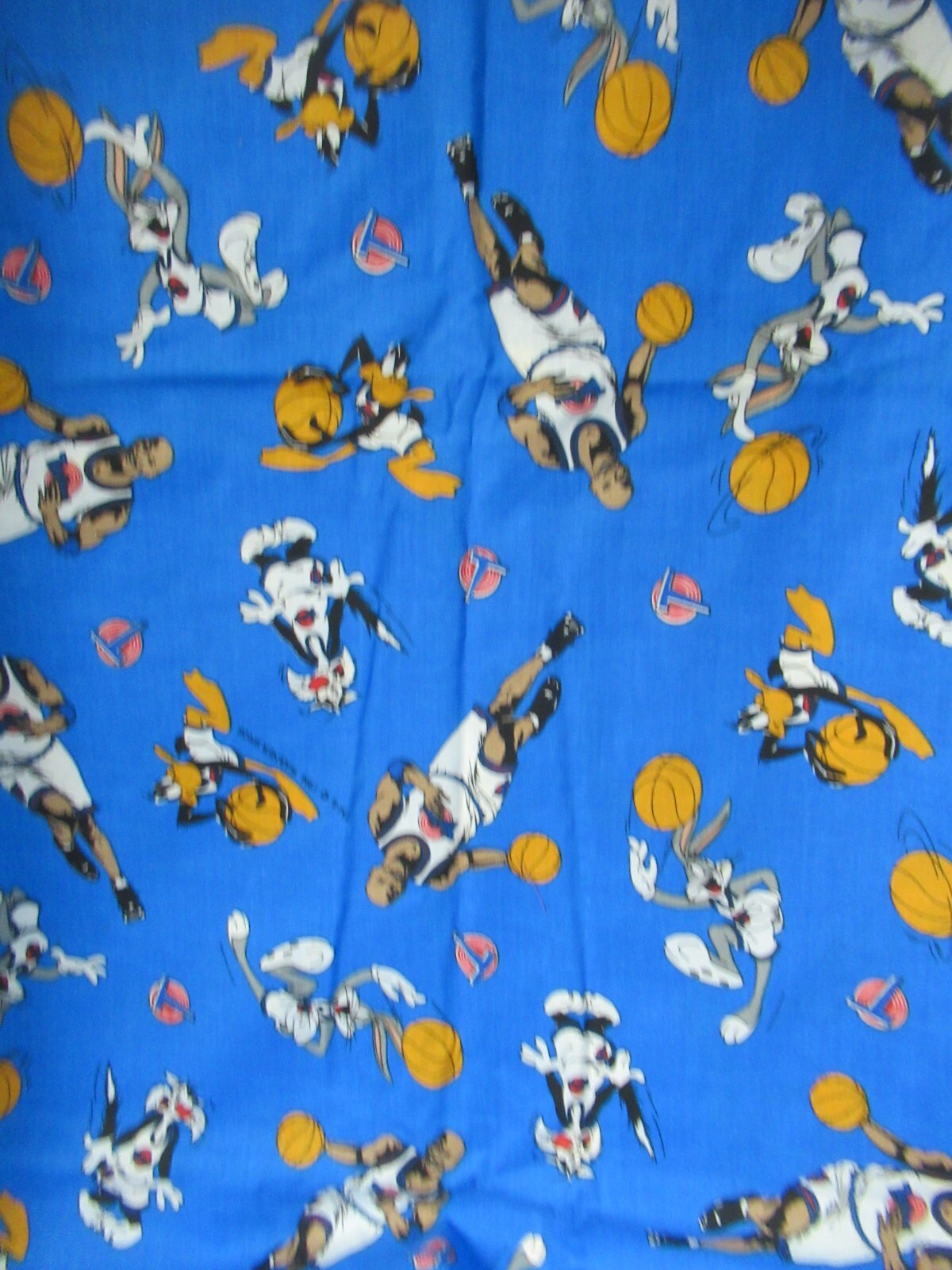 VTG 1996 SPACE JAM Warner Bros COTTON FABRICS Looney Tunes Bugs, Jordan SBTY X
