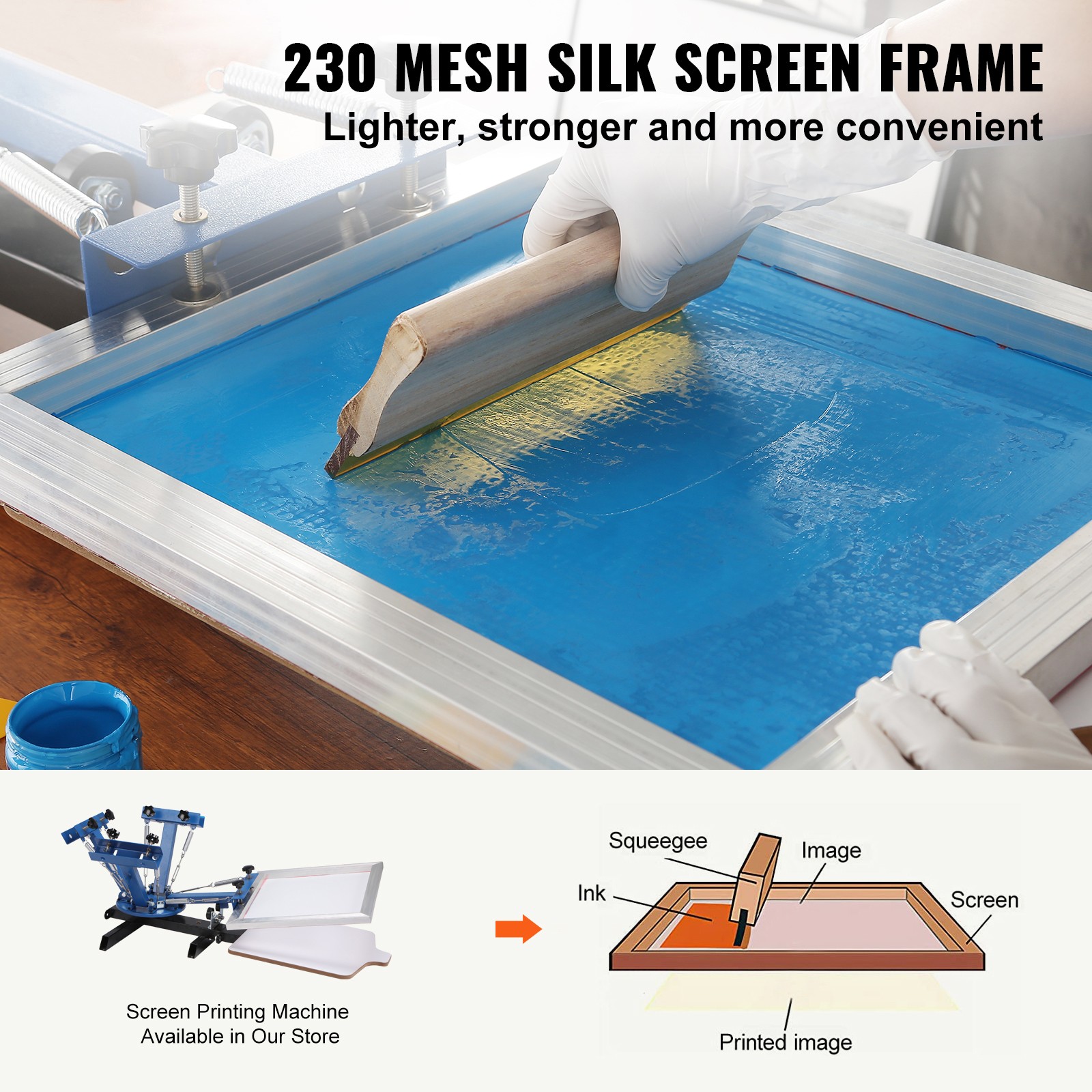 VEVOR Screen Printing Kit Silk Screen Printing Frame 20x24in 230 Count Mesh 2pcs