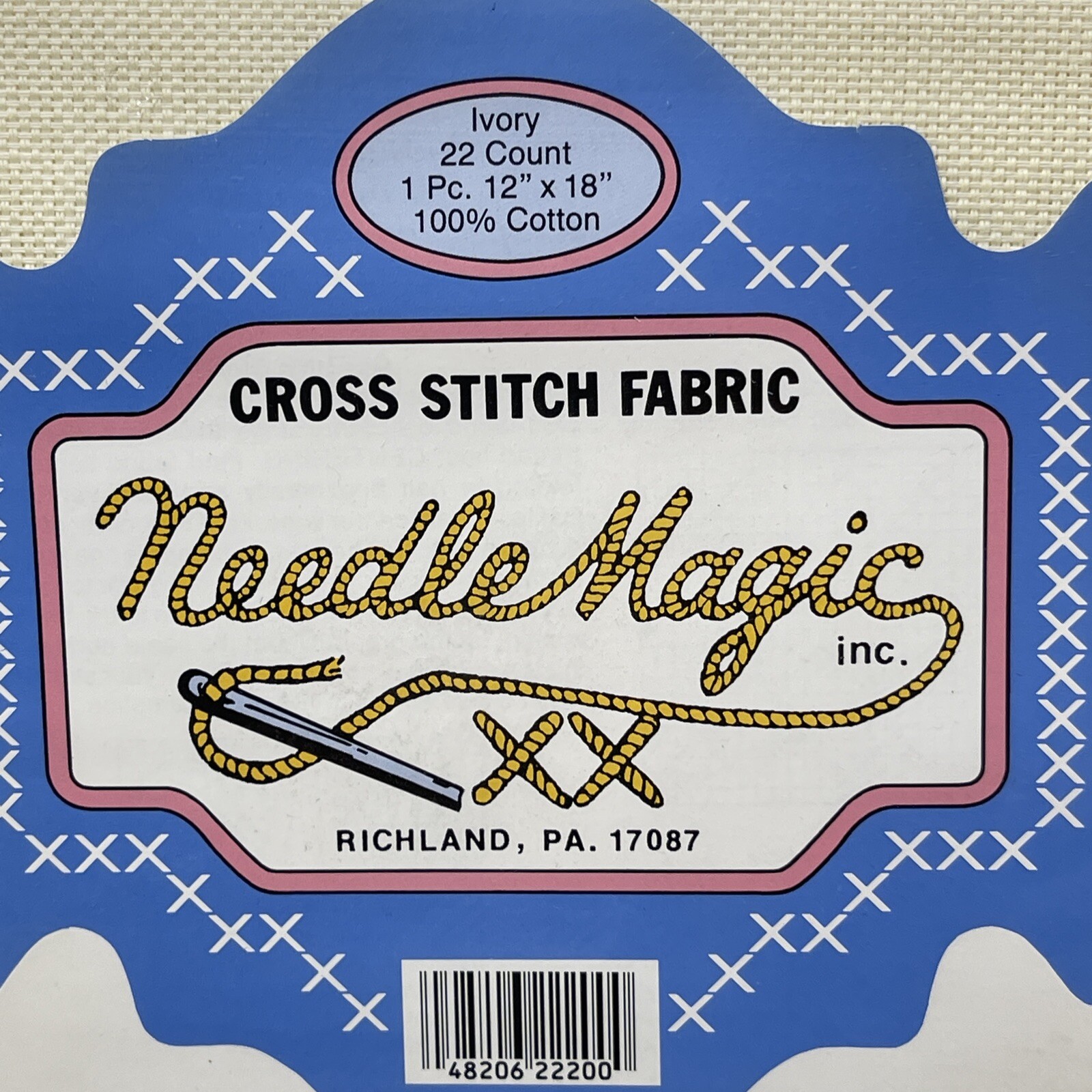Cross Stitch Fabric Ivory 22 Count 1 pc 12″x18″ 100% Cotton NIP NOS NeedleMagic