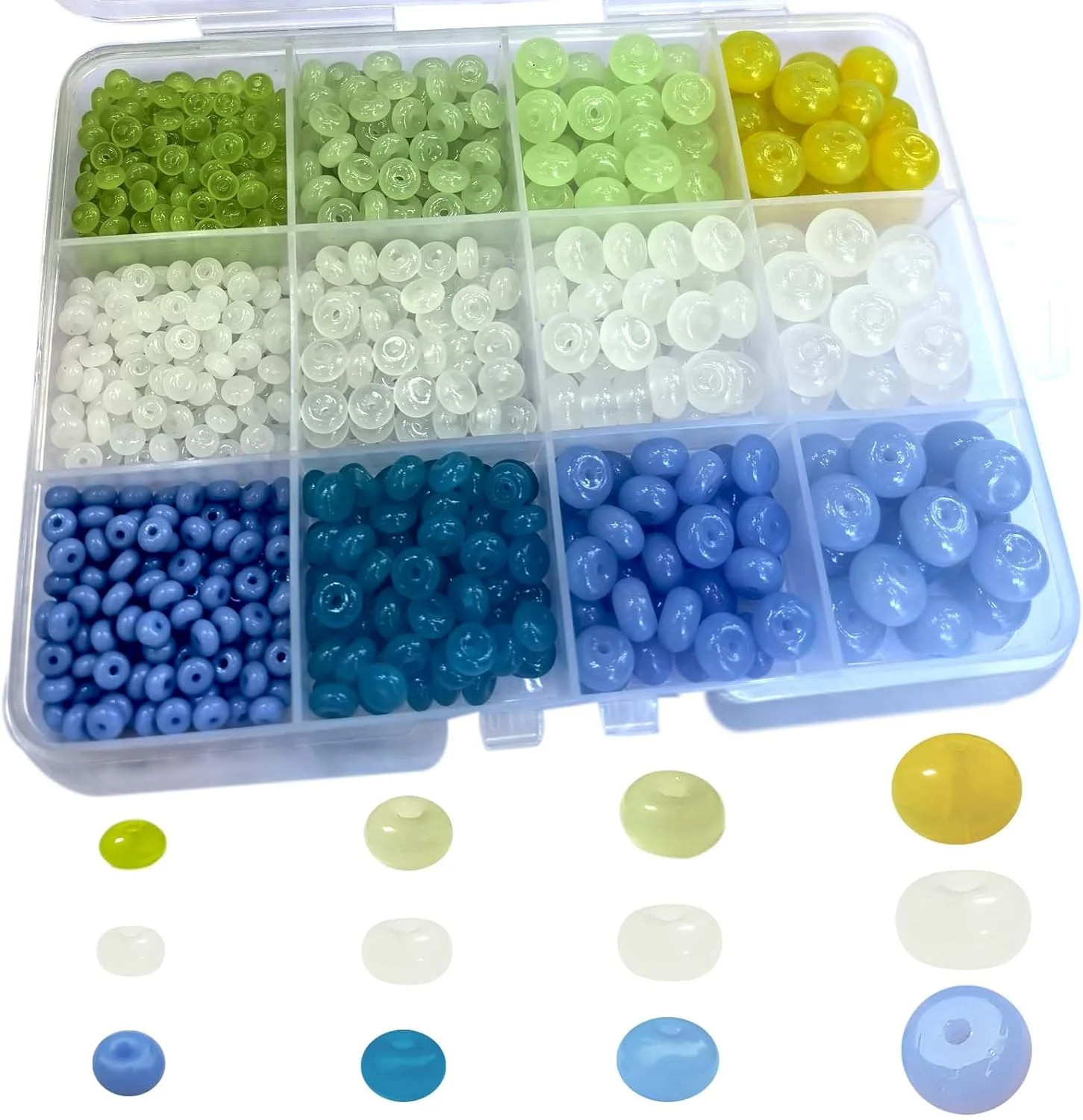 825pcs Abacus Disk Shade Rondelle Loose Spacer Glass Beads of 4 Sizes for DIY Cr