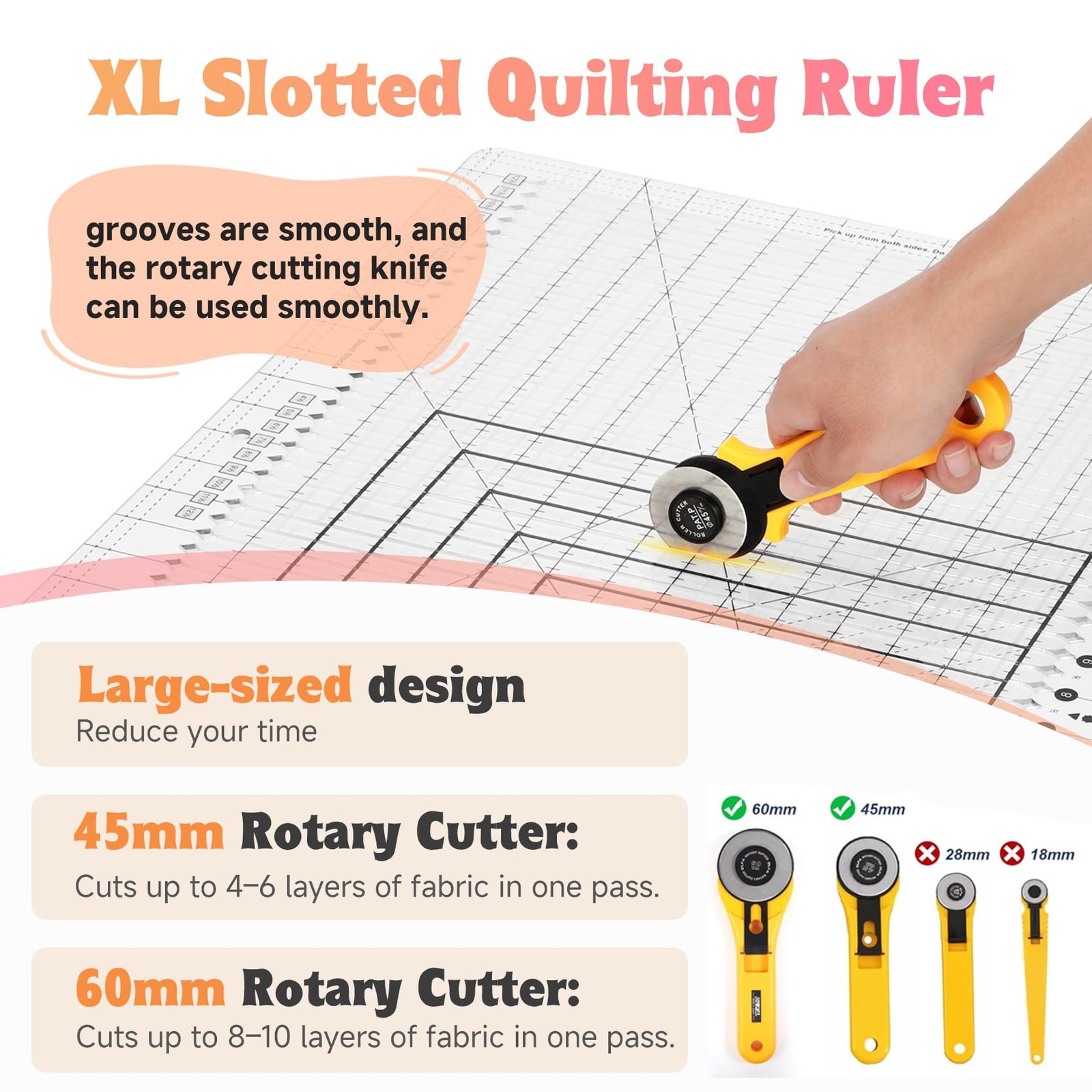 Stripology Ruler for Quilting, XL-Slotted Ruler for Quilting -17-3/4 “x 22”, …