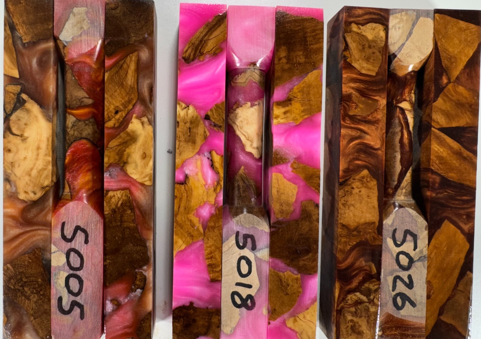 Pen Blanks * Olive Burl & Epoxy Hybrid * Mica Powder Colored * Pen Blank