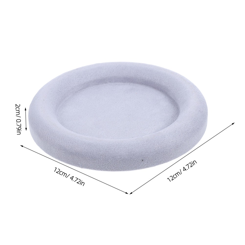 Round Jewelry Display Plate with Wrinkle Resistant Velvet Surface Light Grey