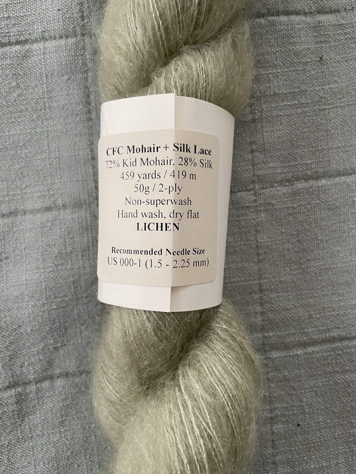 3 skeins Camellia Fiber Company Mohair Silk Lace Yarn Cream Natural Green