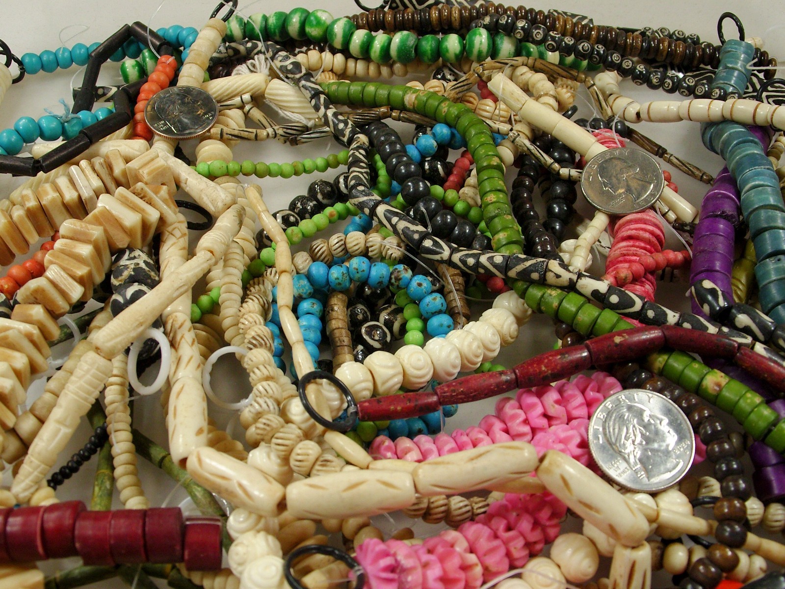 2 Pounds Odds and Ends India Handmade Water Buffalo Bone Beads Lot (AXP-2) ⭐