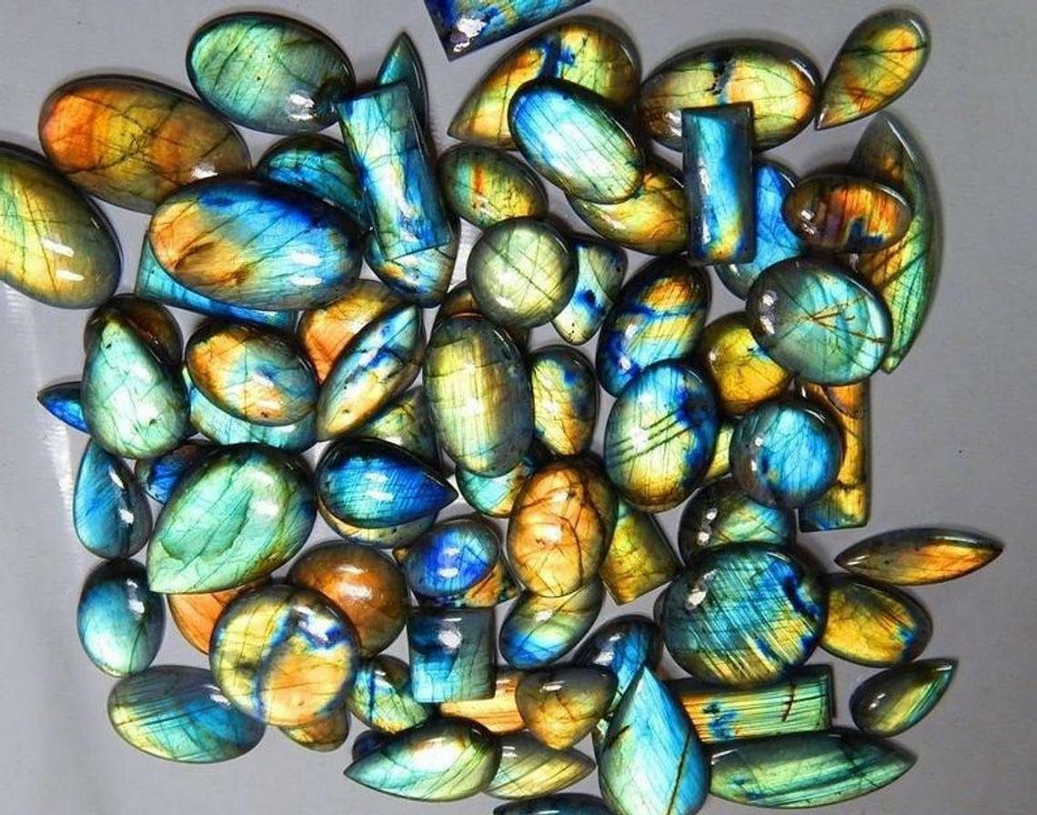 551 Cts Parcel Labradorite Gemstones Full Fire Free Size & Shape Loose Cabochons