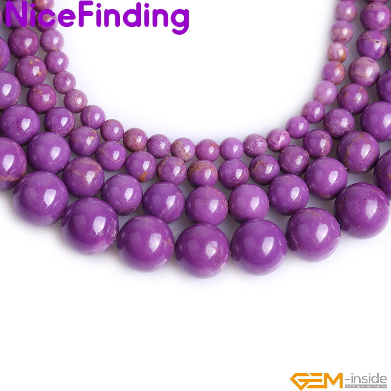 Natural Genuine Purple Phosphosiderite Gemstones Round Loose Beads Strand 15”