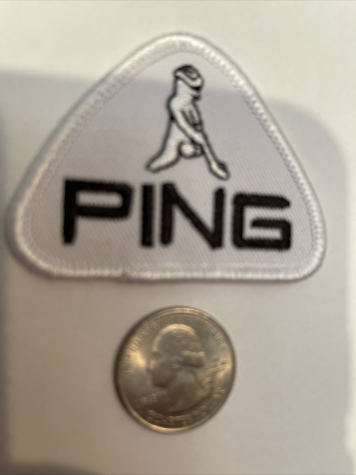 PING BLACK Lettering Iron On Or SEW on patch Embroidered 2.5” x 2”