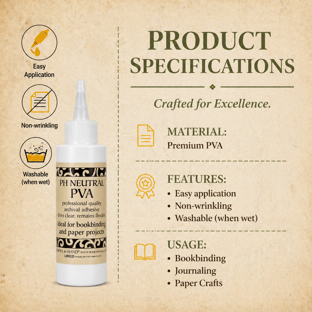 Lineco Clear Pva Adhesive Glue Acid-Free Bookbinding Paper Photo Craft