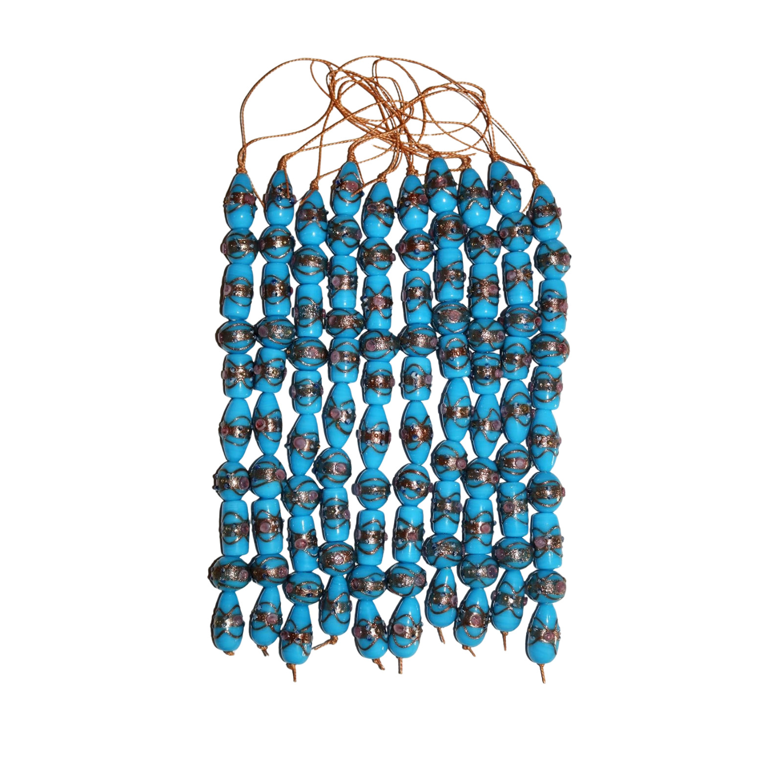 10 Strands Indian Handmade Glass Beads, Multi Size Wedding Cake Beads, Lamp Work