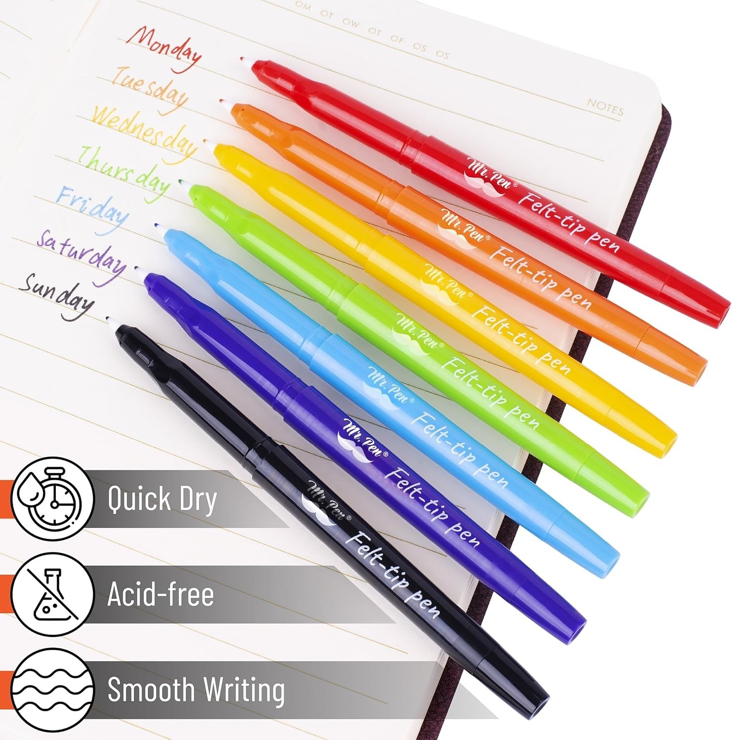 16-Pack High Pigment Felt Tip Pens, Assorted Colors
