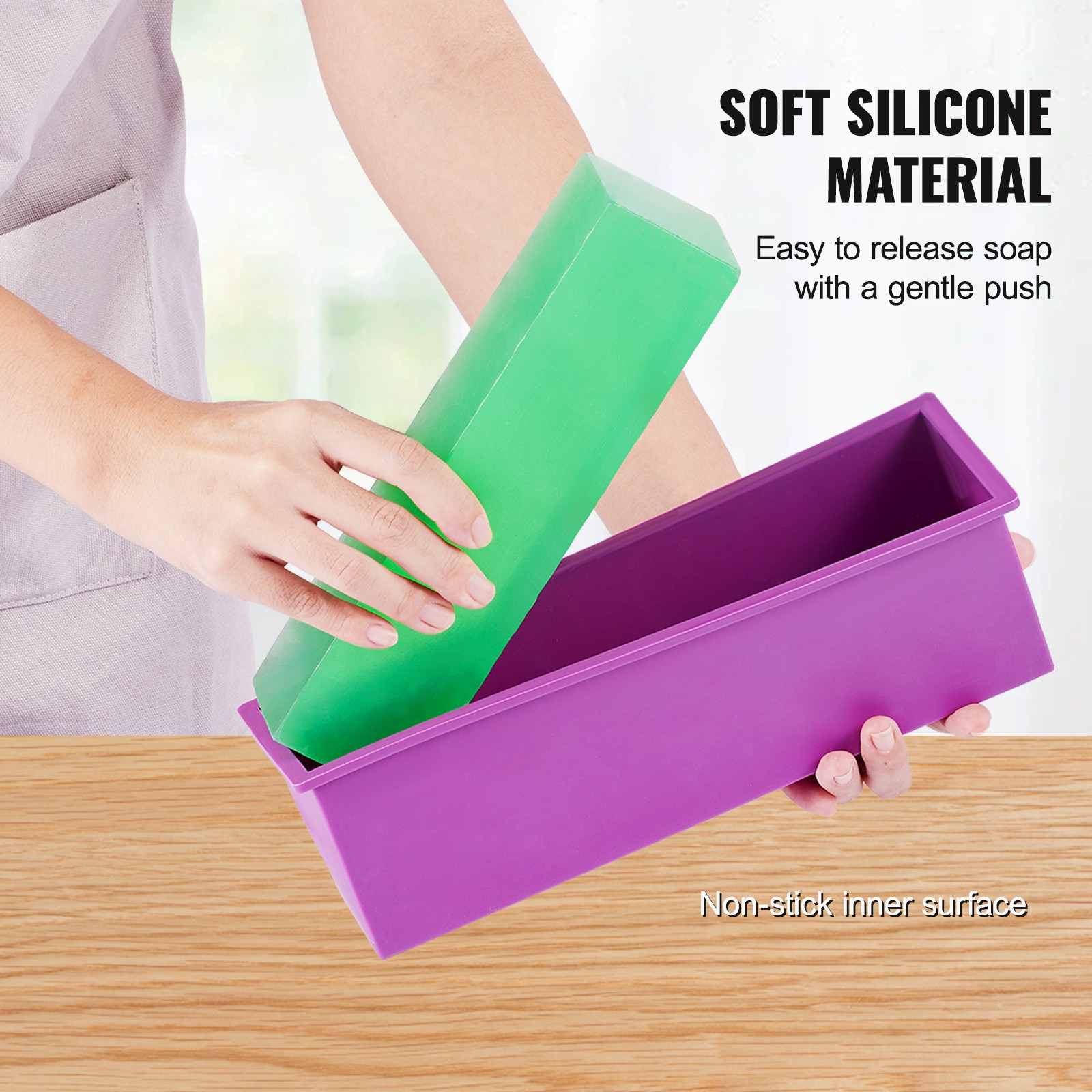 VEVOR Soap Making Kit Bamboo Cutting Box Silicone Mold Stainless Steel Cutters