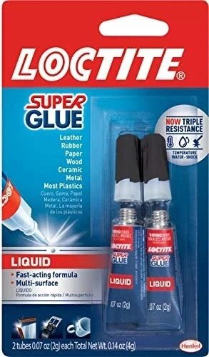 Loctite Super Glue Liquid, Clear, 0.07 fl oz Tube, 2 Pack – Superglue for