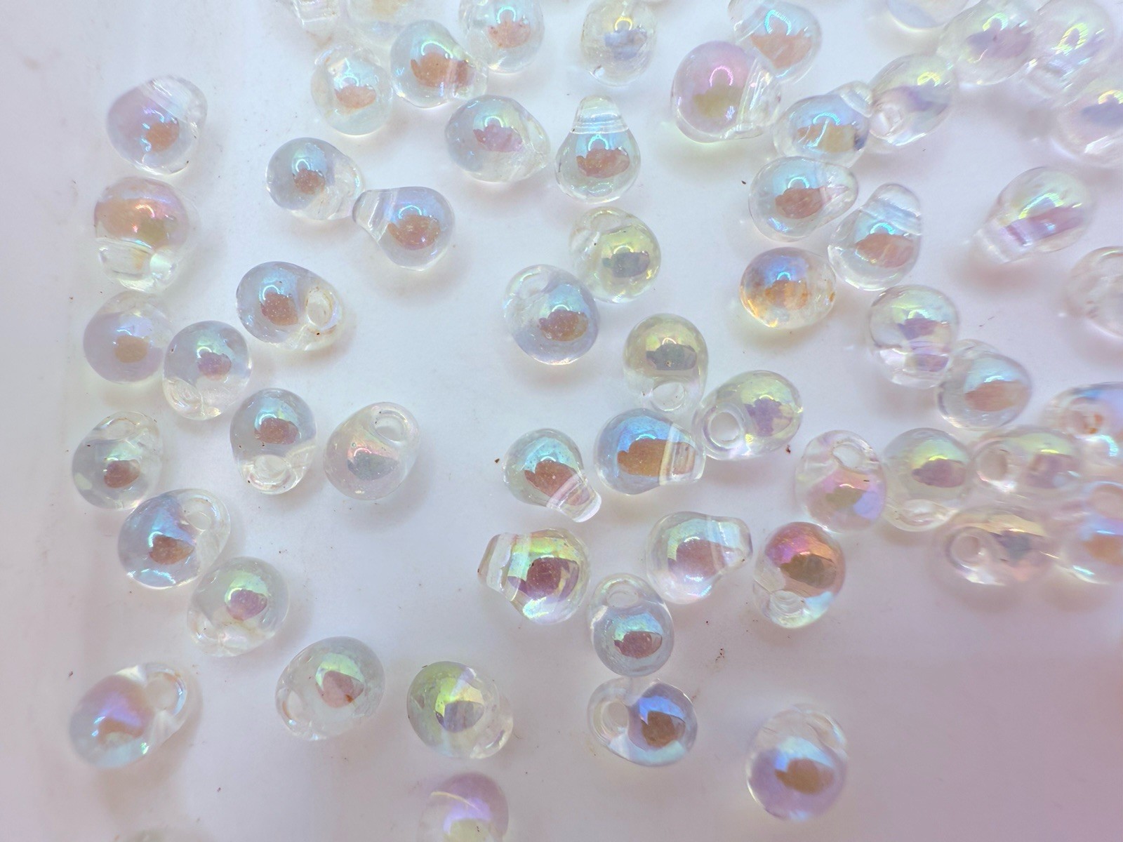 Tiny Teardrop Czech Glass Beads 4mm Clear AB Qty:80