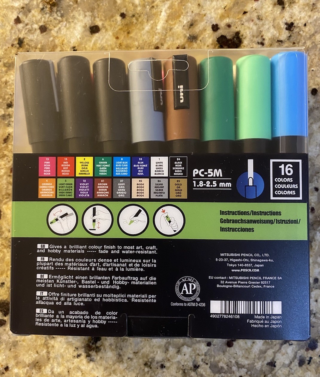 NEW Posca Acrylic Paint Marker Set Water-based 16 Color PC-5M Medium Point