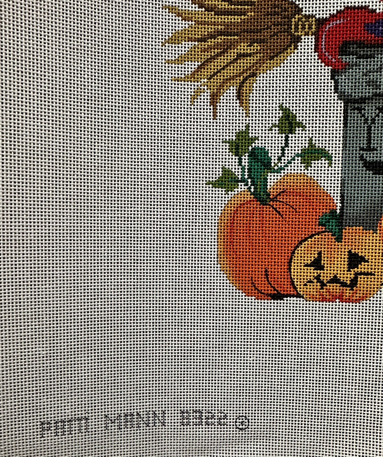 Patti Mann Halloween Needlepoint Canvas Witch In Graveyard 17”x18”
