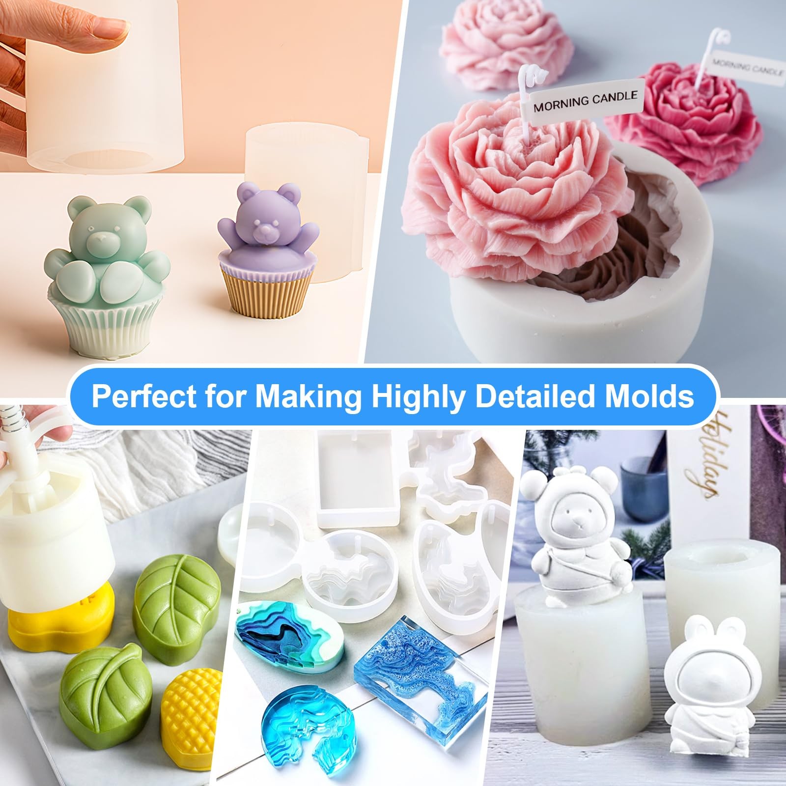 MITINU Silicone Mold Making Kit, 22oz 15A Elastic Liquid Silica Gel for Casti…