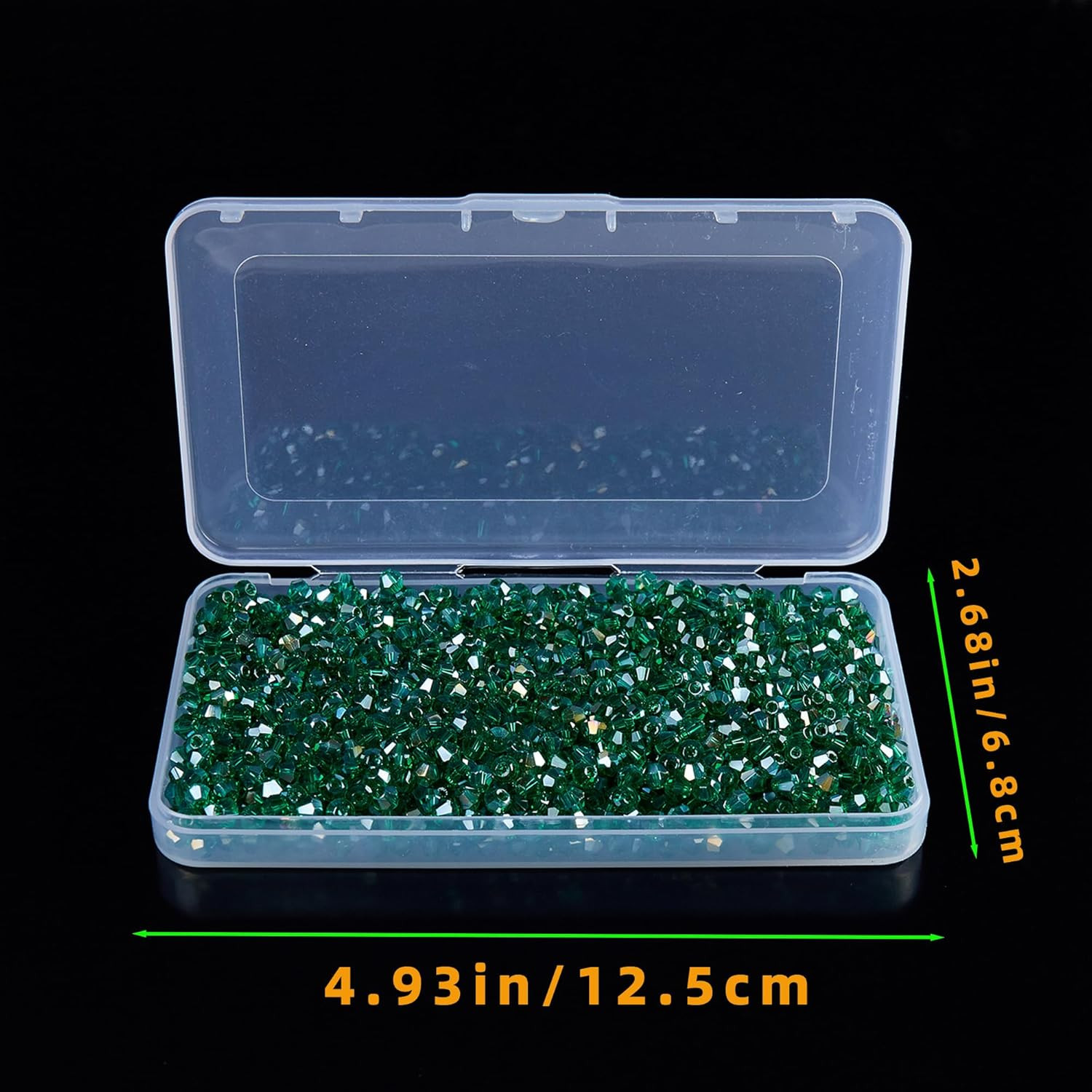 1100PCS 4mm Bicone Crystal Glass Beads for Jewelry Making, Sparkling Mini Beads