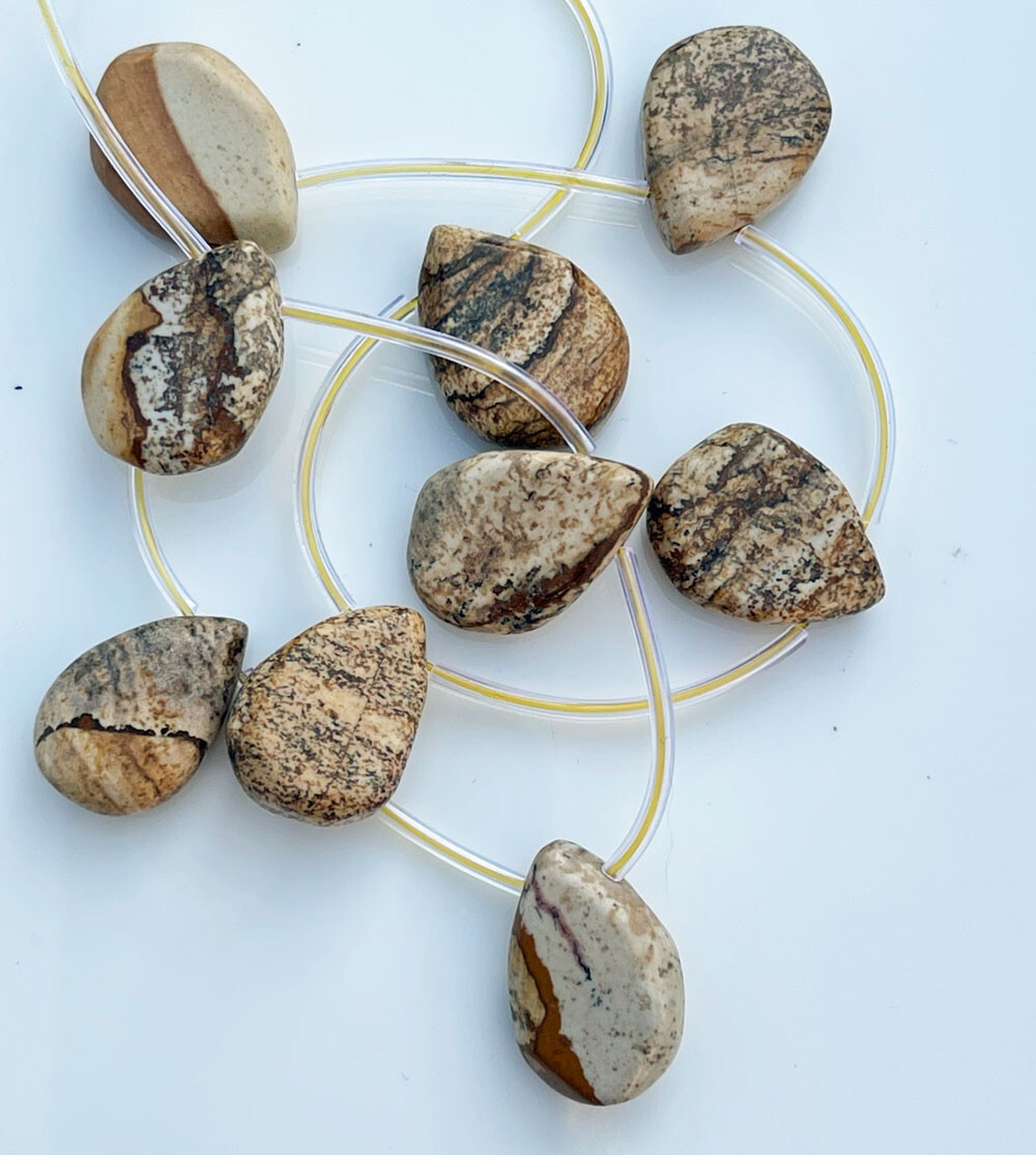Tear Drop or Pear Shaped Jasper Beads – 15mm x 20mm – 9 Beads