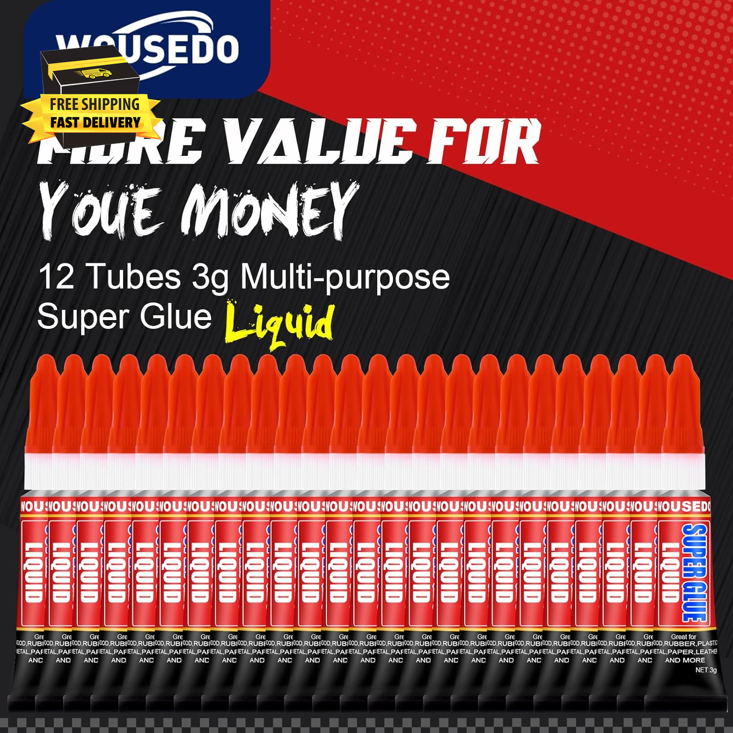 12 X 3G Super Glue Liquid, Clear Strong Adhesive,Fast Drying Cyanoacrylate Glue