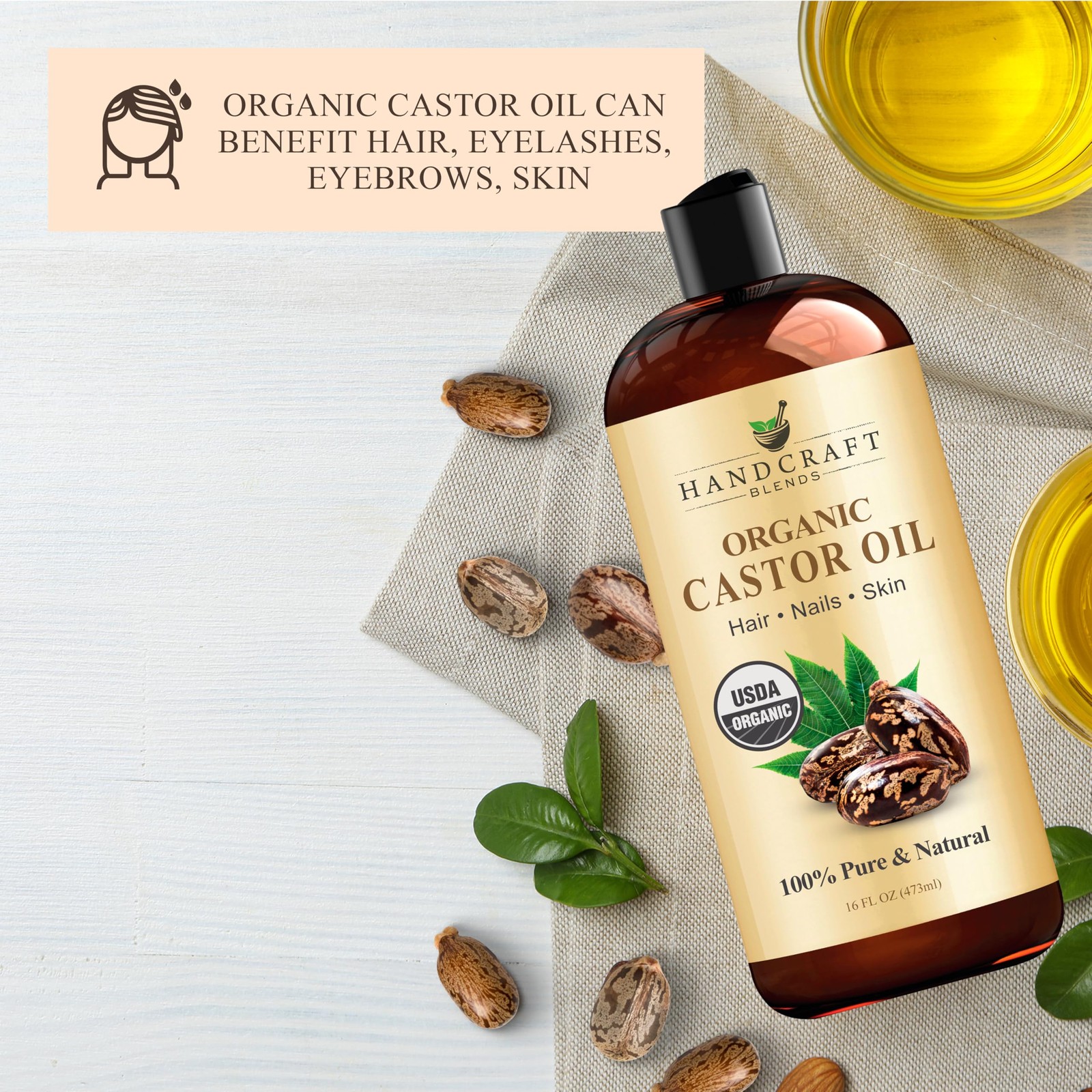Handcraft Blends Castor Oil Pack 16 Fl Oz (Pack of 1), Wrap