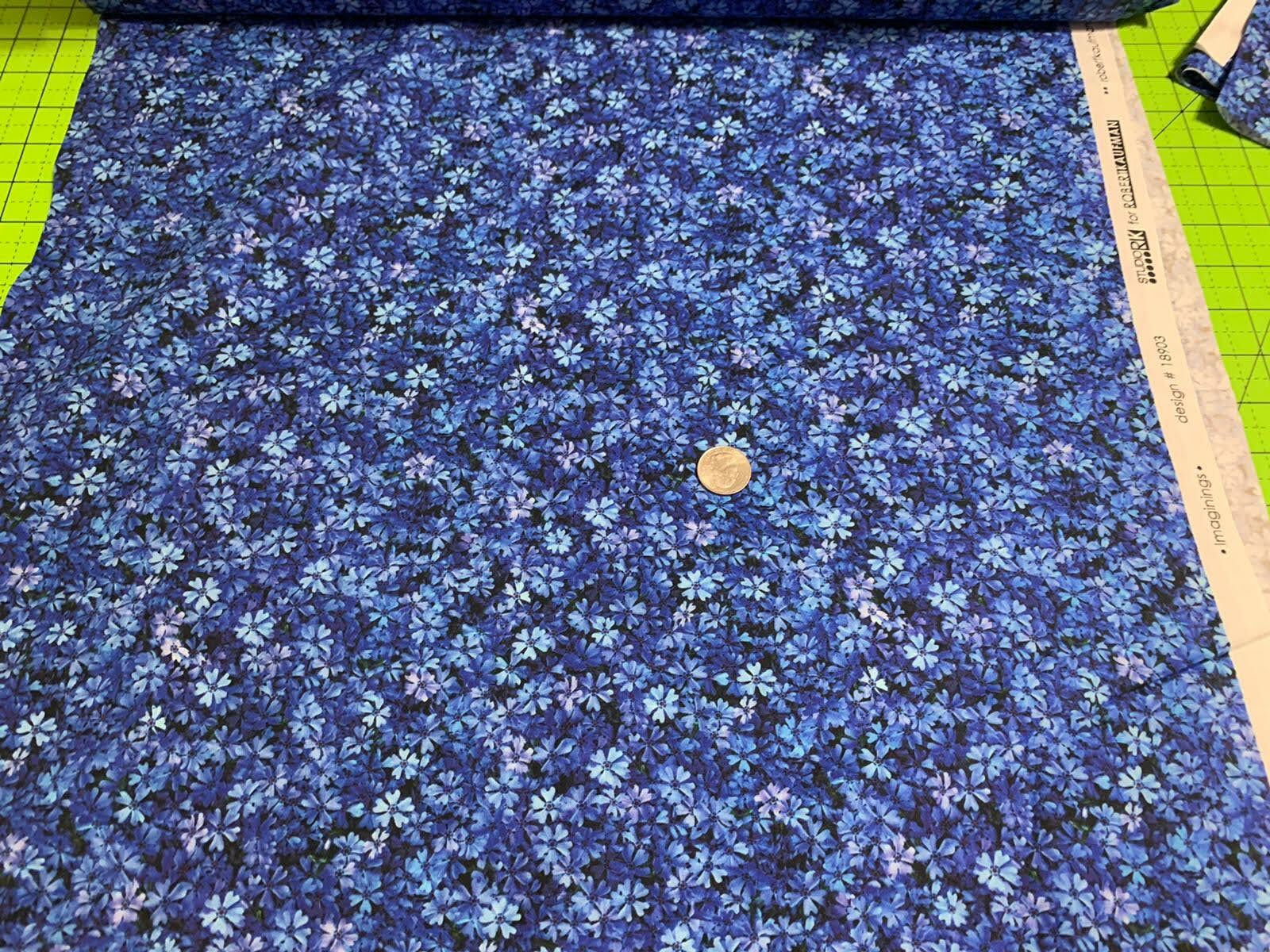 Fabric Flowers Royal Blue Imaginings on KAUFMAN Cotton 1/4 yard K3313