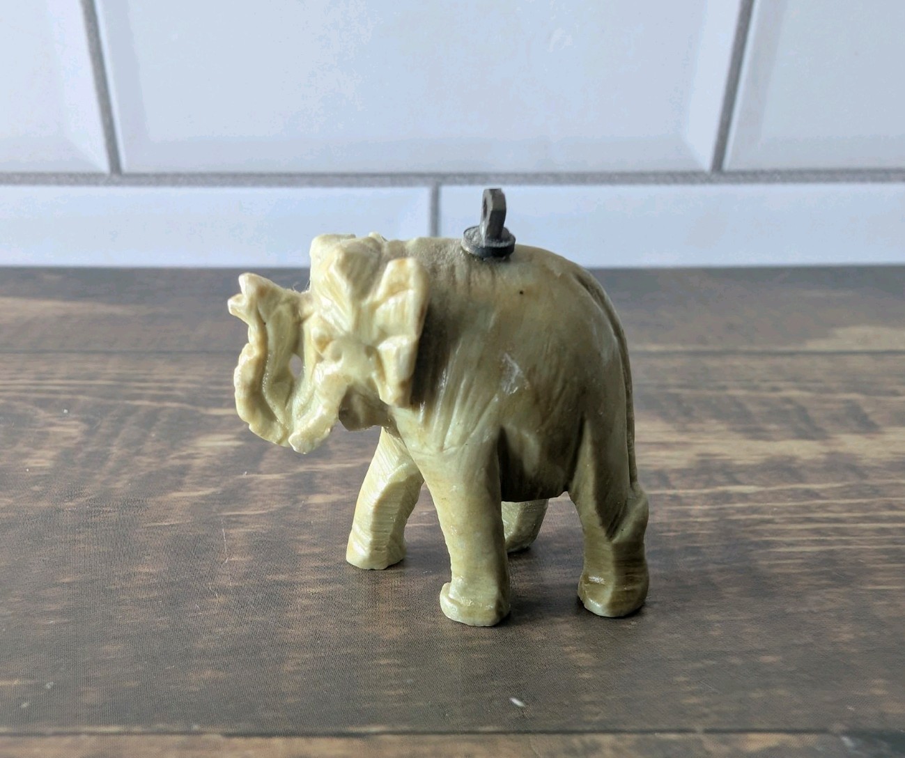 Vingtage hand Carved Elephant Charm Pendant w/ Hanging Loop 1″