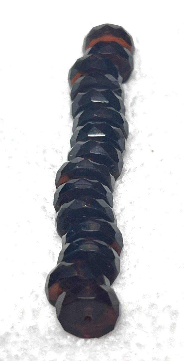 15 Vintage Dark Amber Glass Bead Sliced 1/2 W 3/8 T Spacer Beads