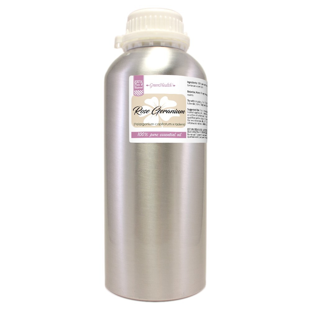 32 fl oz Rose Geranium Essential Oil (100% Pure & Natural) in Aluminum Bottle