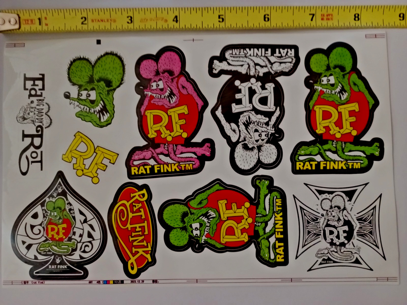 RAT FINK STICKERS-LARGE SHEET OF 10 STICKERS-NEXT DAY FREE SHIPPING