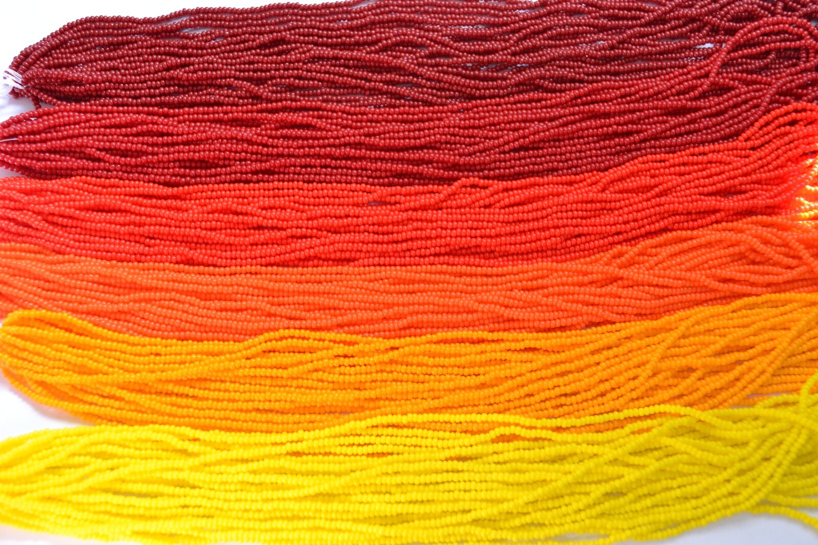 SUNSET Mix 11/0 Czech Glass Seed Beads, Reds/Oranges/Yellows 6 Hanks