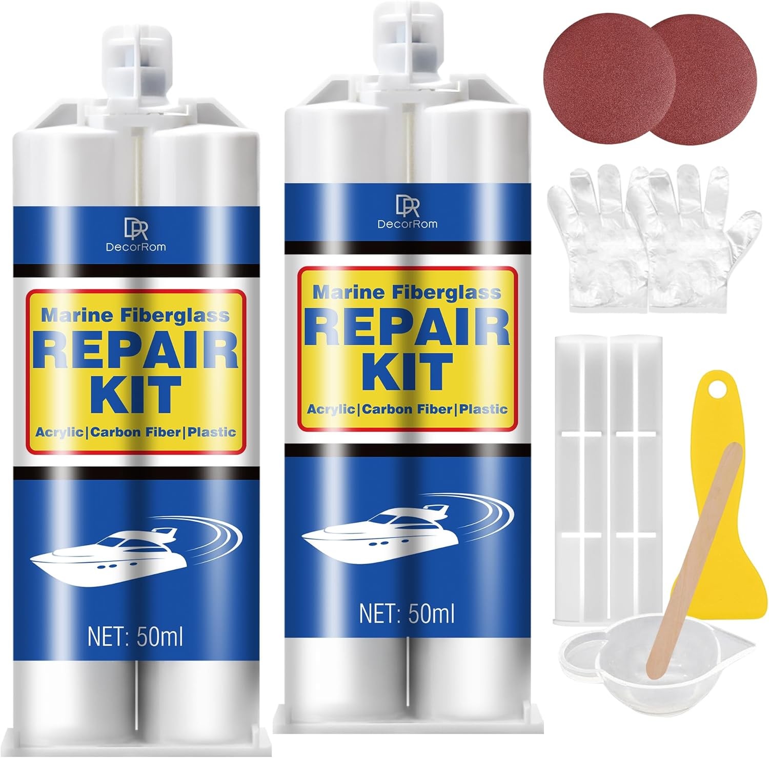Marine Fiberglass Repair Kit – 3.4oz Gel Coat Repair Kit for Boats, Clear Fiberg
