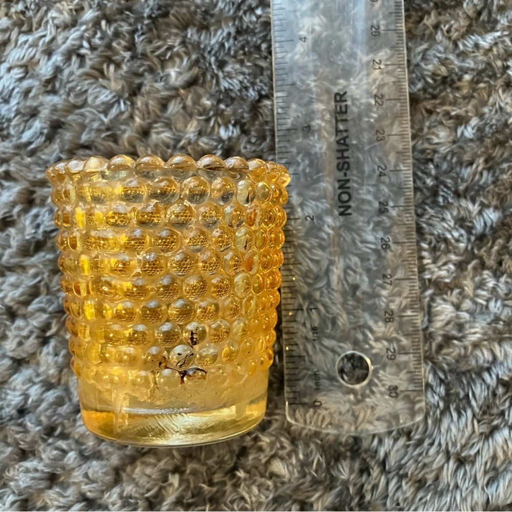 Vintage Amber Hobnail Glass Votive, Tea Light, Toothpick Holders (2)