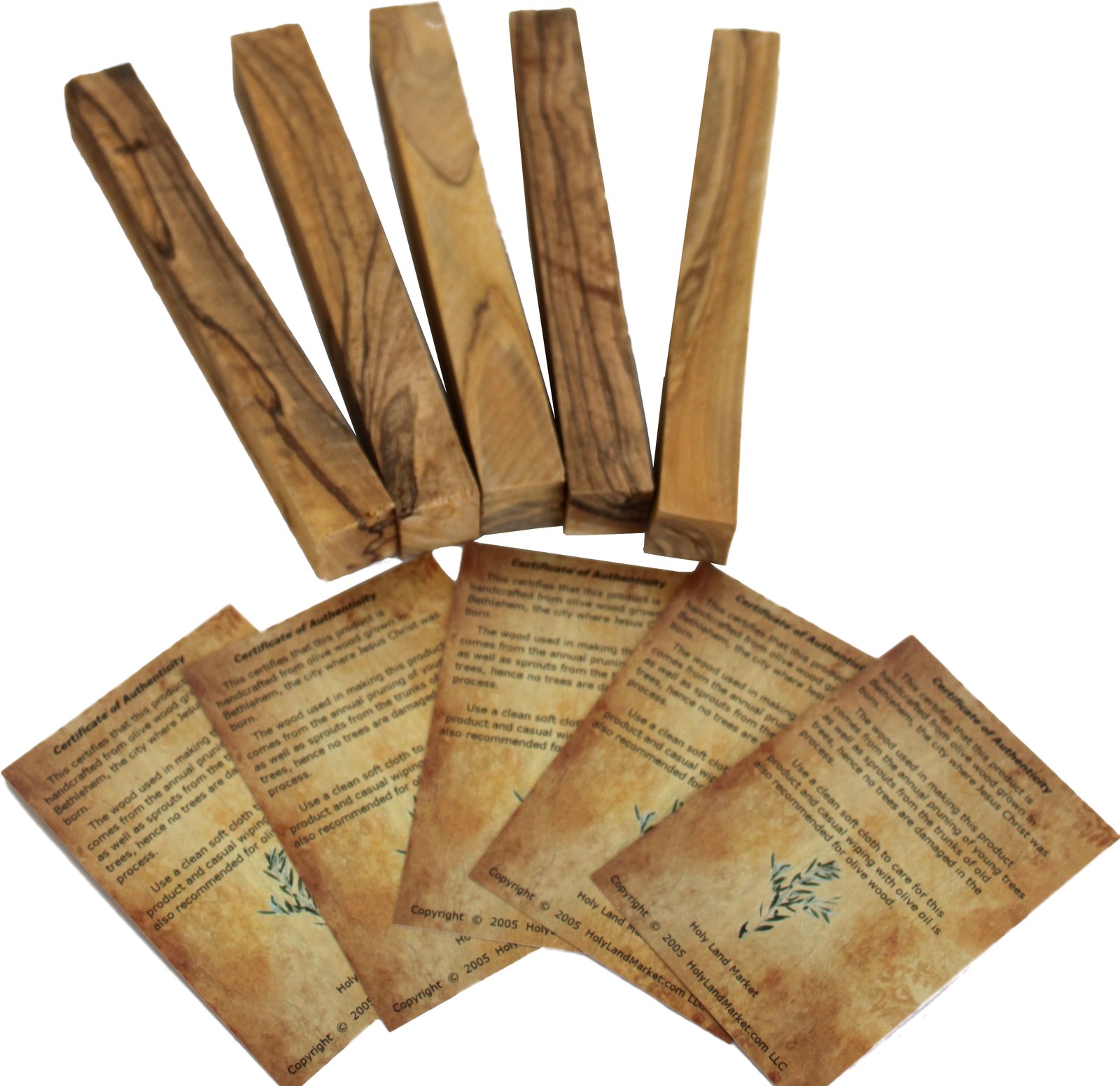 Olive Wood Bethlehem Pen Blank 5 pc 3/4″x 5-5.5″ With Certificate
