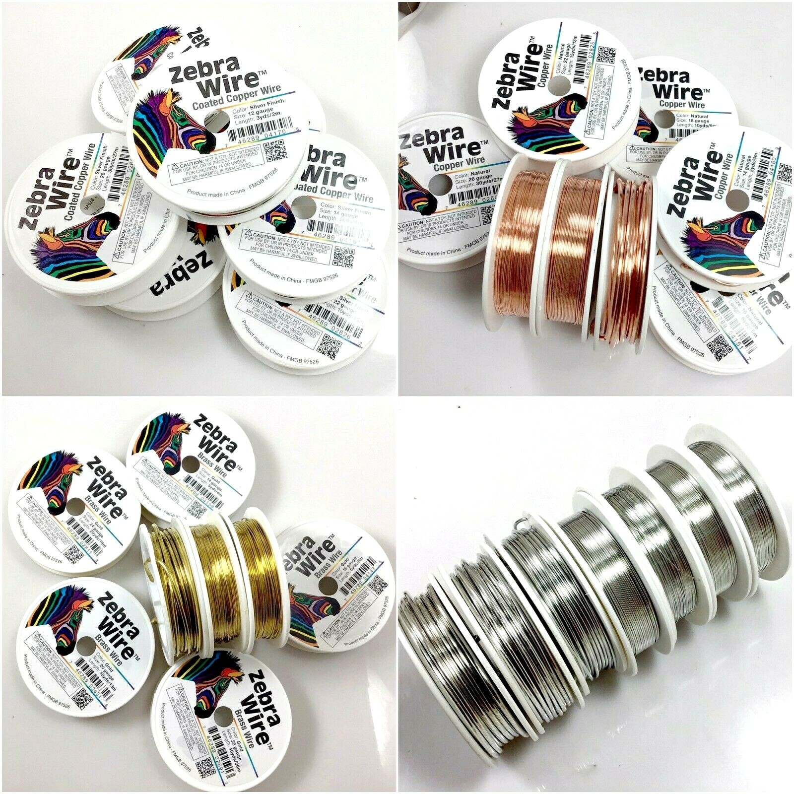Zebra Wire Brass Wire Gold Silver Round Spool 12,14,16,18,20,22ga,24,26 28 Gauge