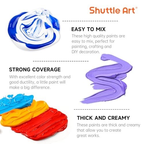 36 Colors Acrylic Paint Set – 2oz Non-Toxic Rich Pigments with Brushes & Palette