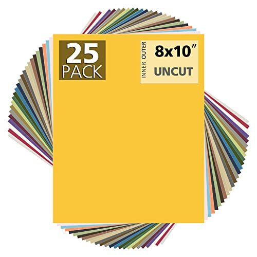 Pack of 25 Uncut Mat Boards Assorted Colors Full Sheet for DIY Frames Crafts