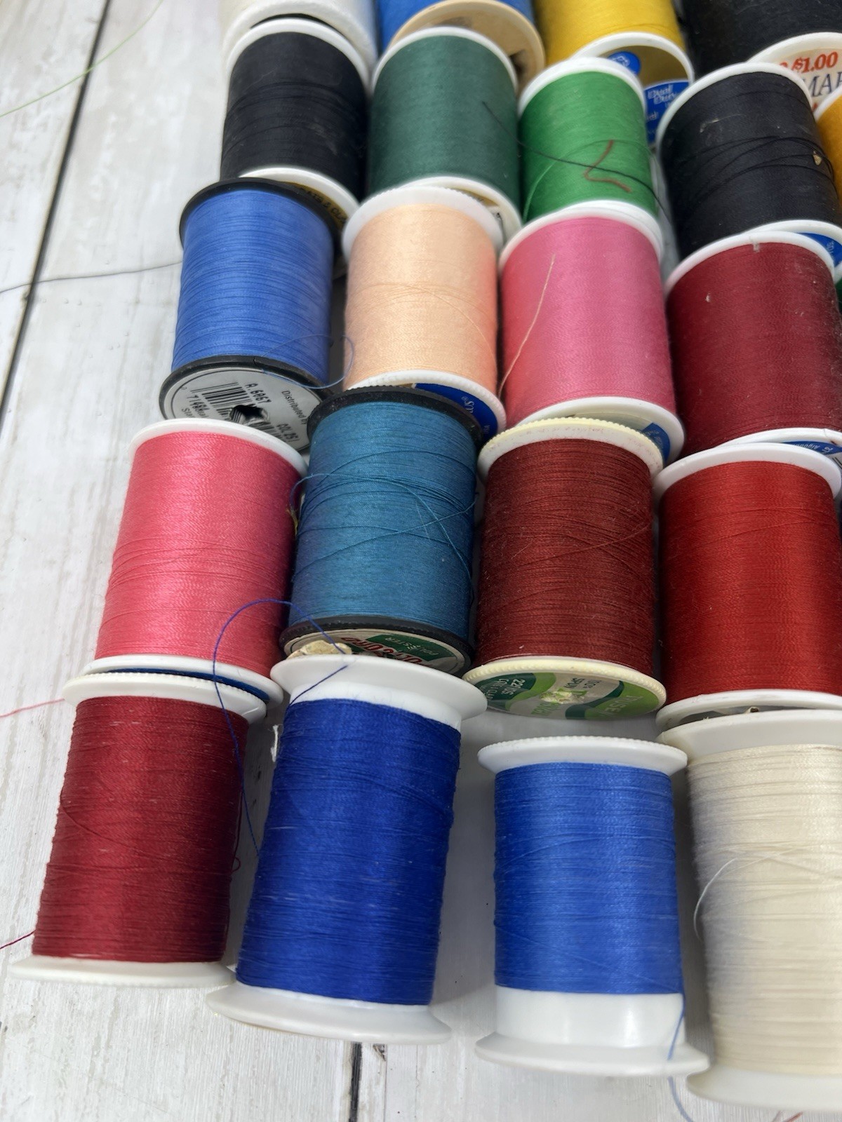 Sewing Thread Spools Mixed Colors Some Vintage Various Brands Colors Lot of 70