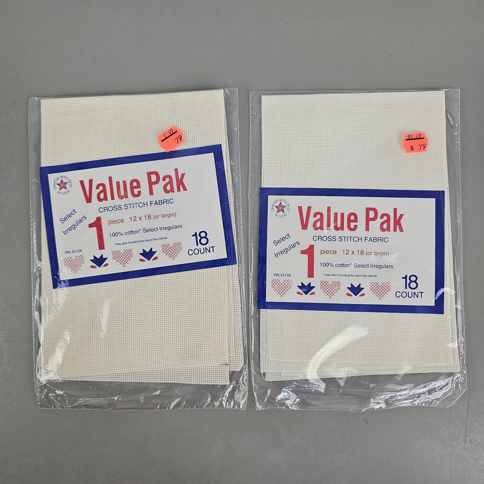 Lot Of 7 Value Pak Cross Stitch Fabric 1 Piece 12×18 – 18 Ct Aida