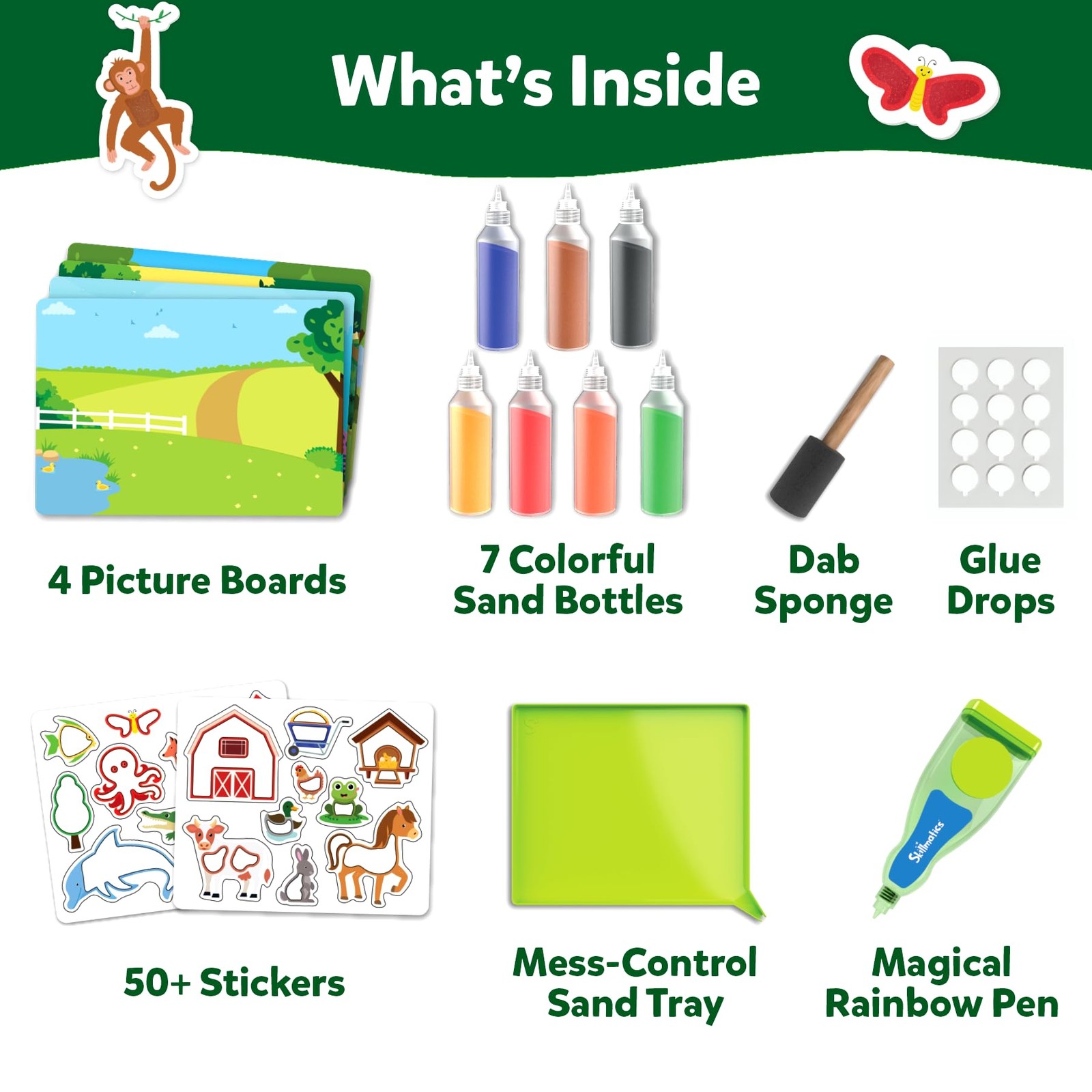 Sand Art Activity – Mess-Controlled DIY Animal Craft Kit with 50+ Colorful St…