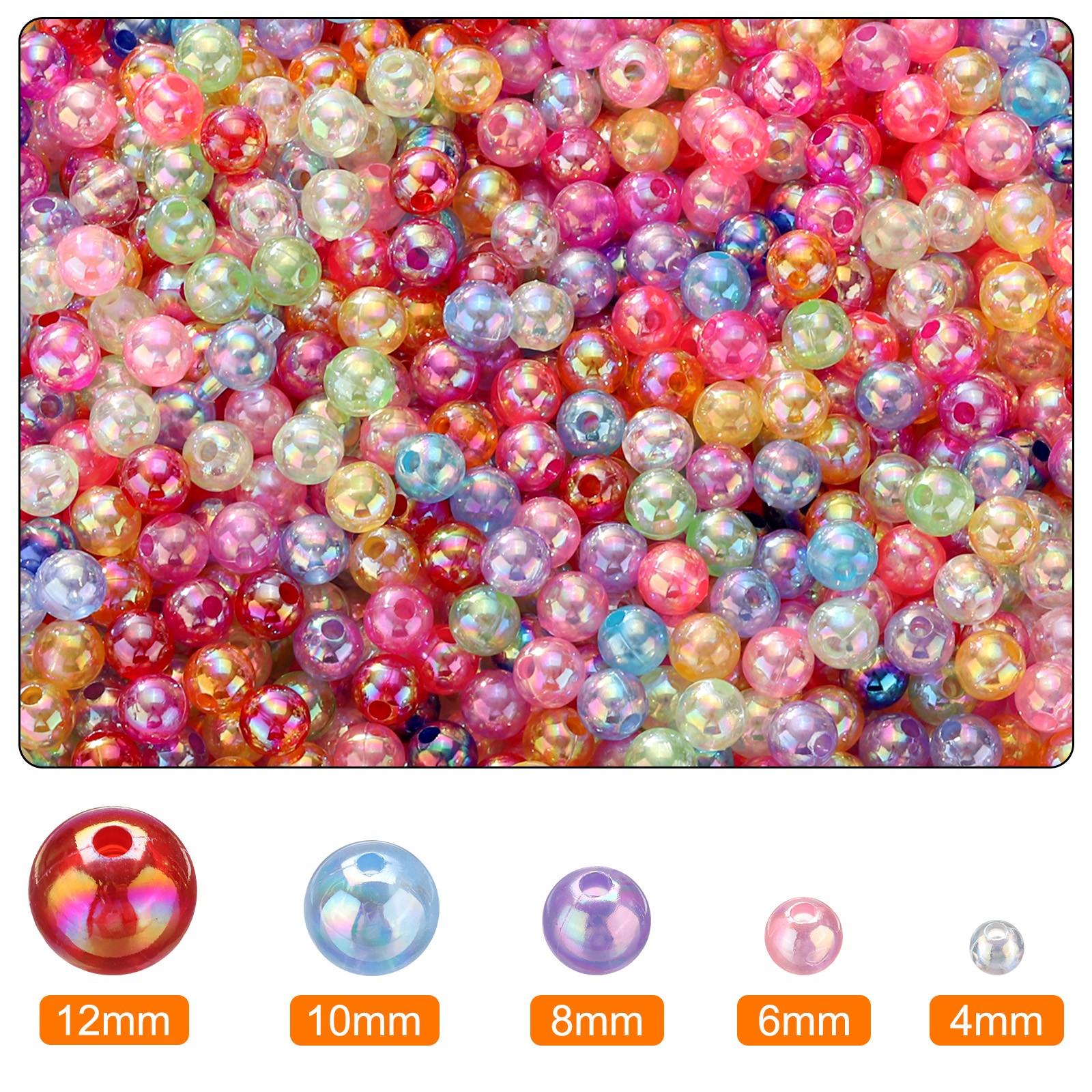 100pcs Acrylic Round Beads AB Colors 12mm Loose Craft Beads Light Purple AB