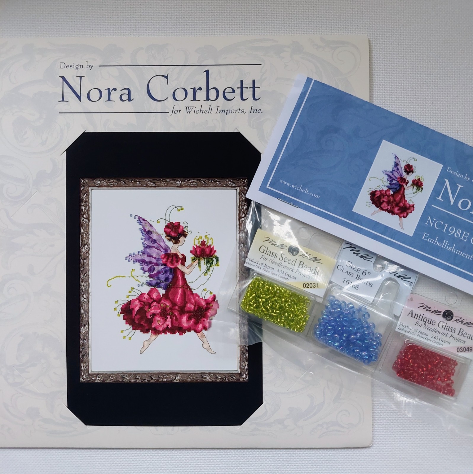 Nora Corbett Geranium Beaded Cross Stitch Pattern and Mill Hill Beads NC198