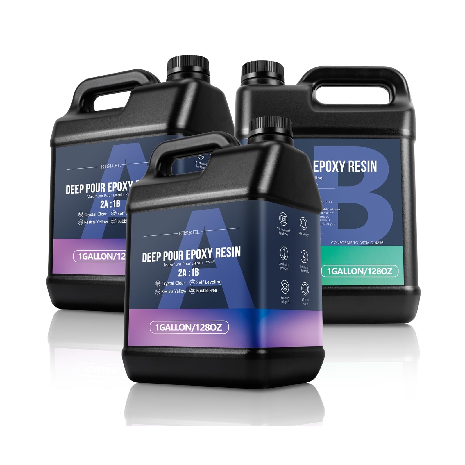 Deep Pour Epoxy Resin, KISREL 3Gallon Resin Epoxy Kit (2:1) for 2-4 Inch Pour…