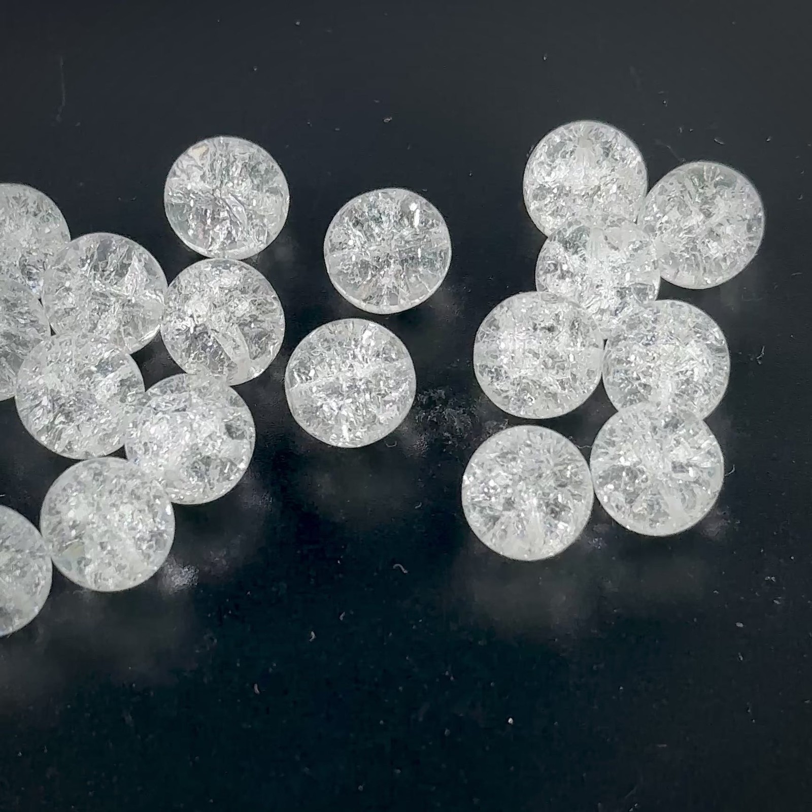Czech Pressed Druk Round Smooth Glass Beads 10mm Crystal Crackle Finish 40pcs
