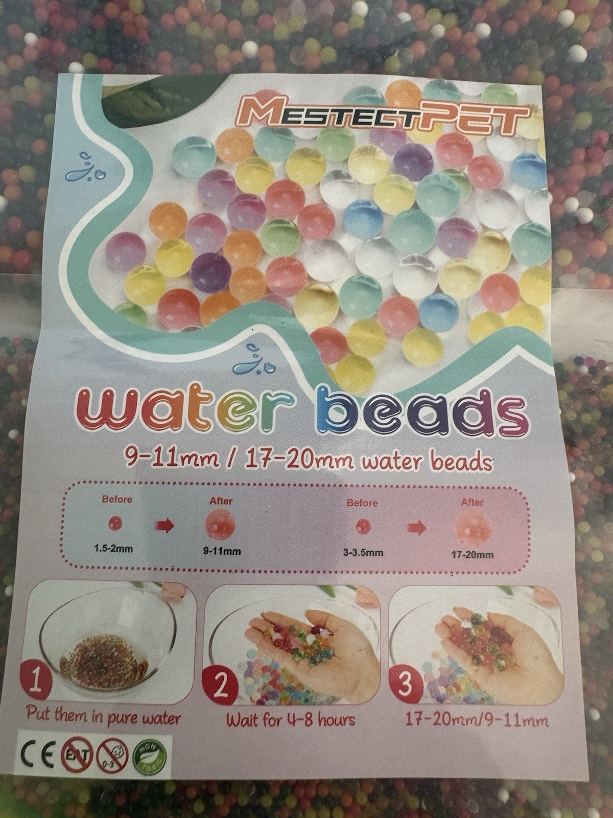 water beads Colored , 2 Sizes (9-11mm, 17-20mm