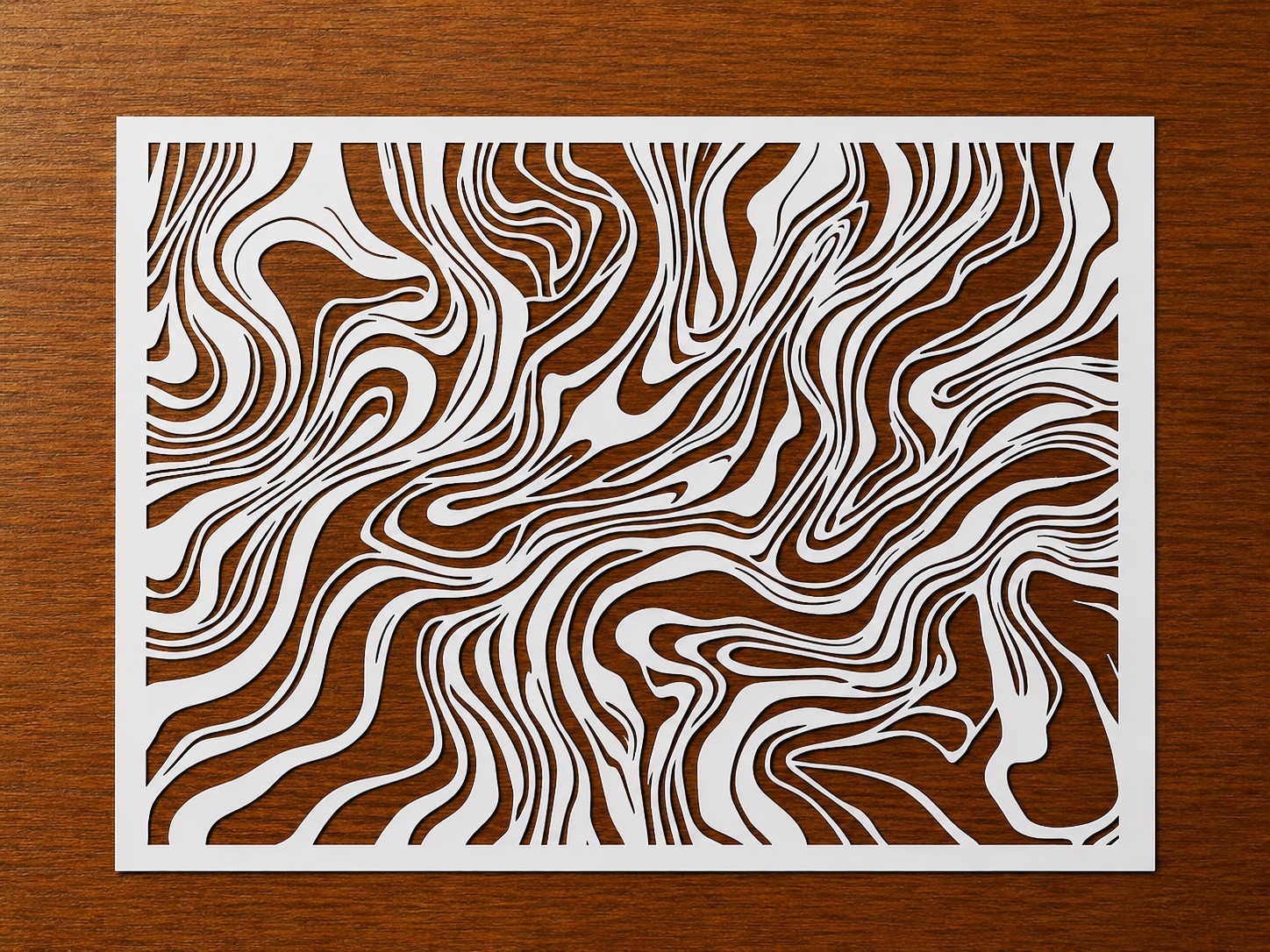 Abstract Fluid Continuous Line Pattern Wall Art Reusable Plastic Stencil – St…