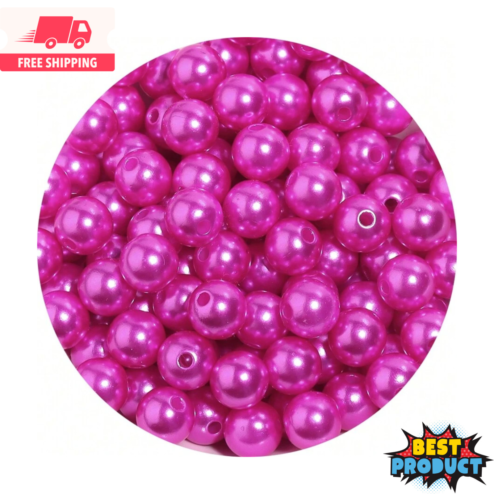 1000x Faux Pearl Beads Colorful Straight Hole 3-10mm Beads for Making Jewellery