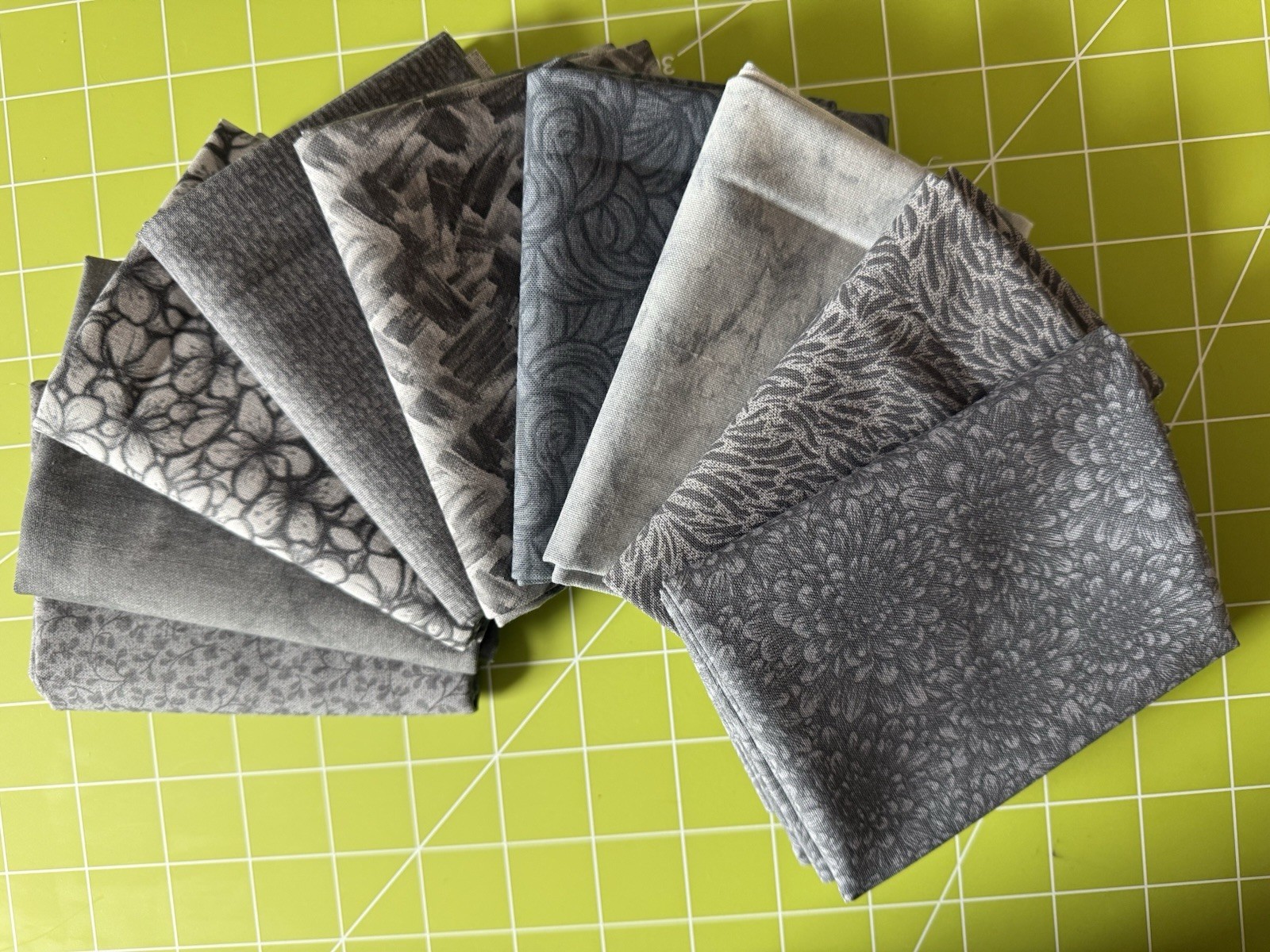All Gray Fat Quarter Bundle 9 Different Designs
