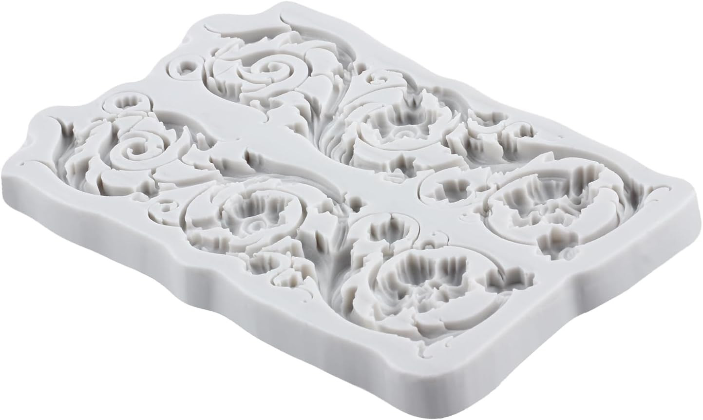 Baroque Style Polymer Clay Mold Curlicues Scroll Lace Silicone Molds 3D